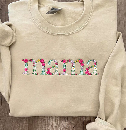 Custom Embroidered Floral letter MAMA Sweatshirt Best Gift for Mother