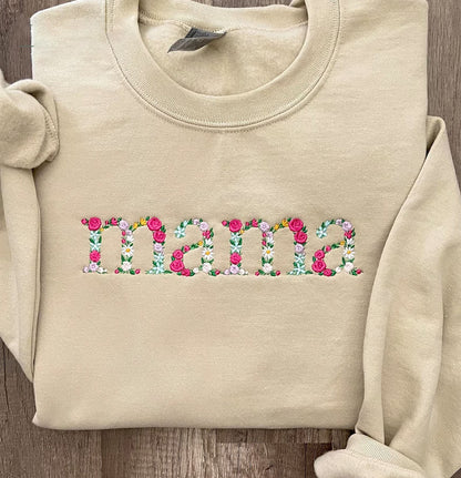 Embroidered Floral letter MAMA Sweatshirt Best Gift for Mother