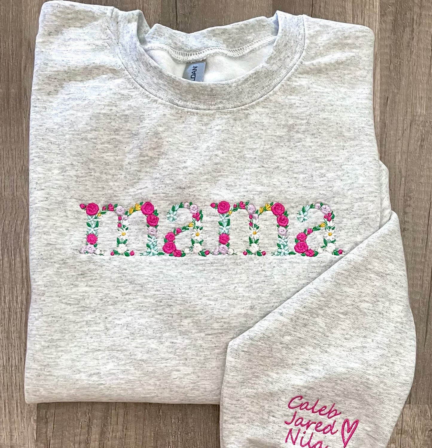 Embroidered Floral letter MAMA Sweatshirt Best Gift for Mother