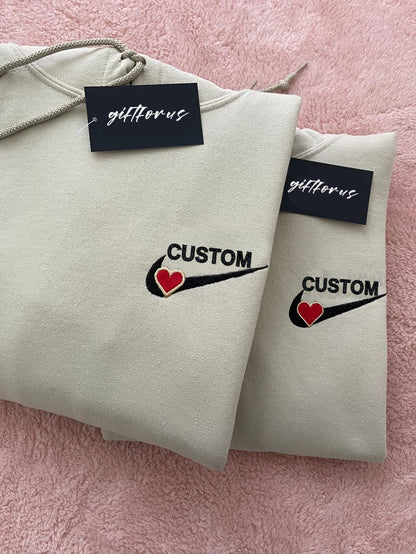 Custom "WIFEY/HUBBY" Embroidered Crewneck💕Hoodie