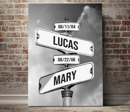 Personalized Canvas "Vintage Street Sign for Family"