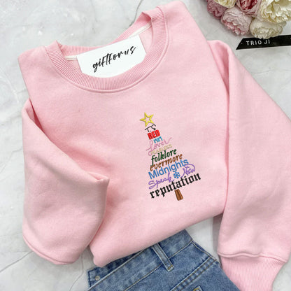 Christmas Album Tree Embroidery Sweatshirt Hoodie