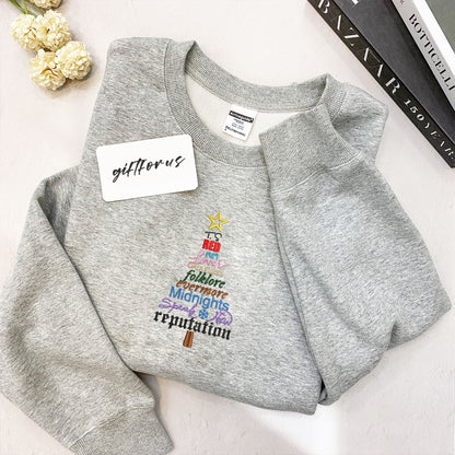 Christmas Album Tree Embroidery Sweatshirt Hoodie