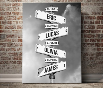 Personalized Canvas "Vintage Street Sign for Family"