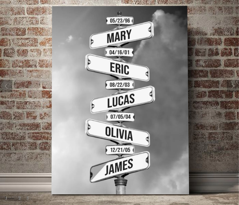 Personalized Canvas "Vintage Street Sign for Family"