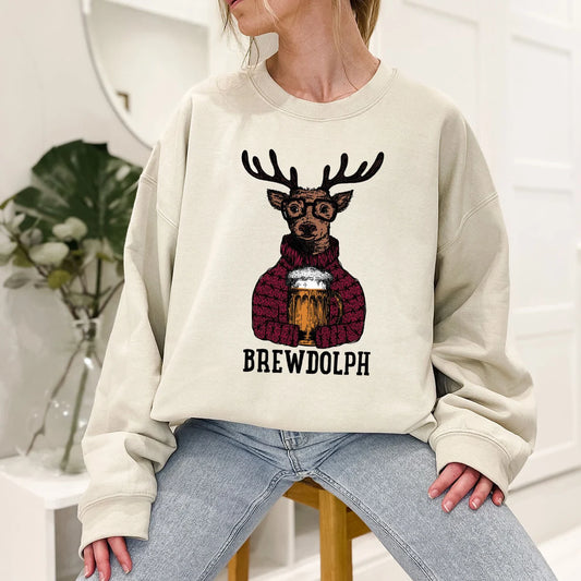 Drinking Brewdolph Christmas Sweatshirts for Family