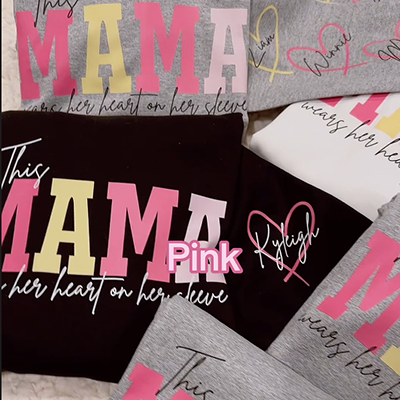 Personalized Heart On Sleeve Mama Sweatshirt or Hoodie with Kid Names on Sleeves Mother's Day Gift