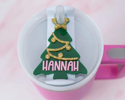 Custom Christmas Tree Tumbler Name Tag 30 or 40 oz