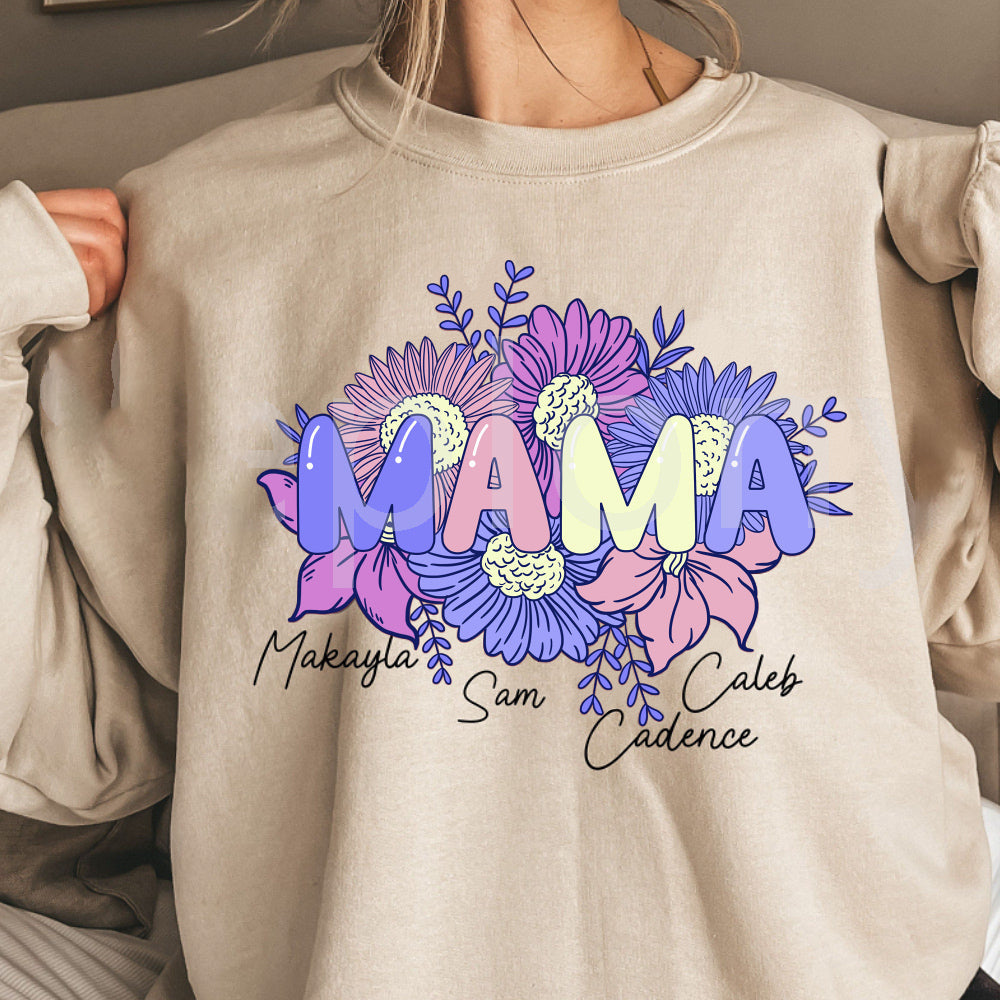 Custom Printing Flowers MAMA T-shirt / Crewneck / Hoodie