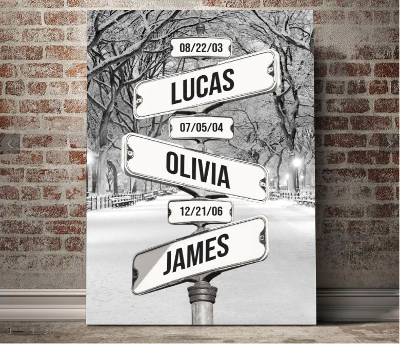 Personalized Canvas "Vintage Street Sign for Family"