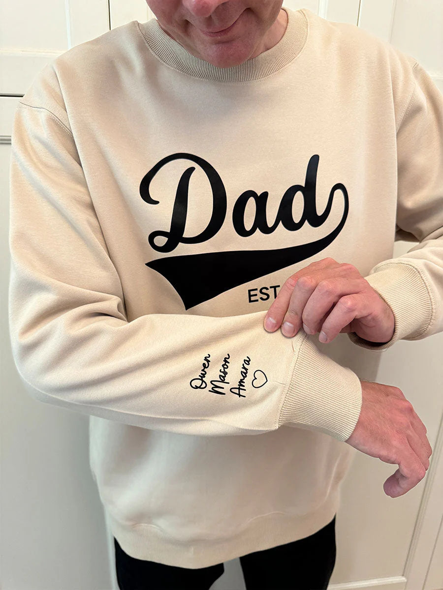 Personalized Dad T-shirt/Sweatshirt/Hoodie with Kids Name on sleeve