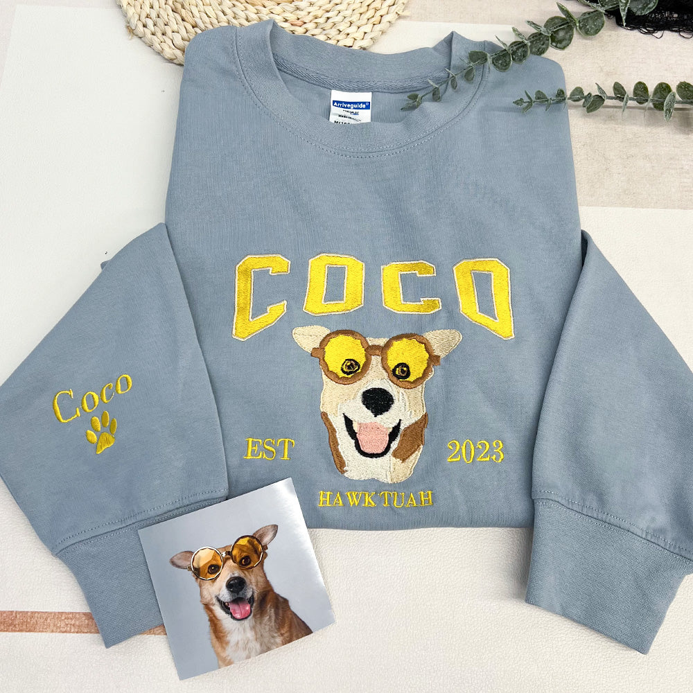 50%off⭐️Custom Embroidered Hoodie/Sweatshirt With Pet Portrait