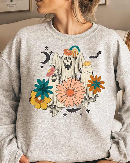 Vintage Floral Ghost – Halloween Sweatshirt