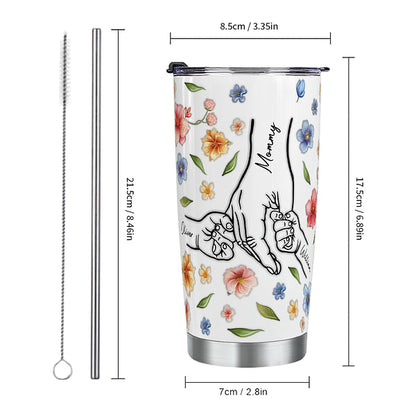 Hand In Hand, I Will Always Protect You - Gift For Mom, Grandma - 3D Inflated Effect Printed Cup, Personalized Tumbler With Straw