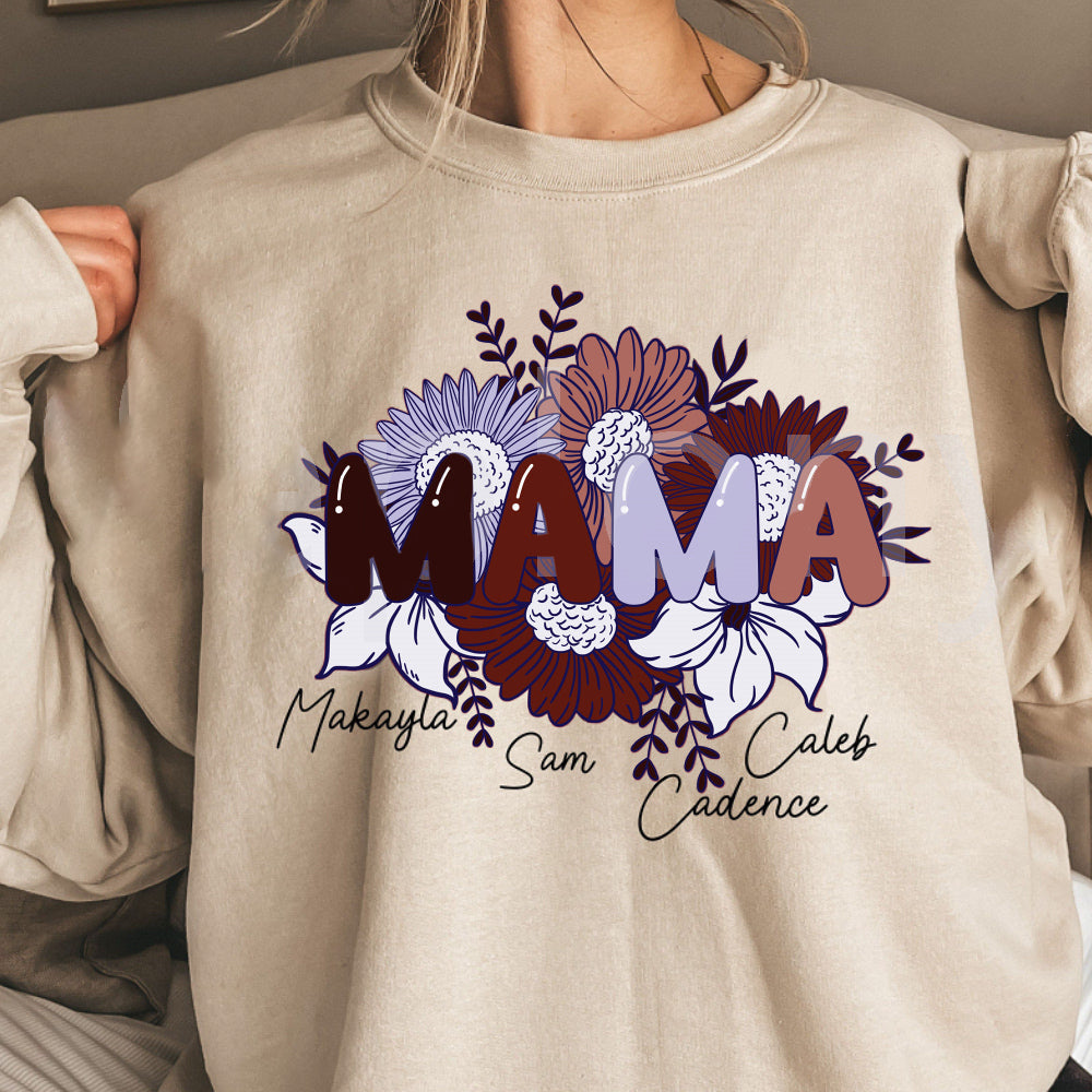 Custom Printing Flowers MAMA T-shirt / Crewneck / Hoodie