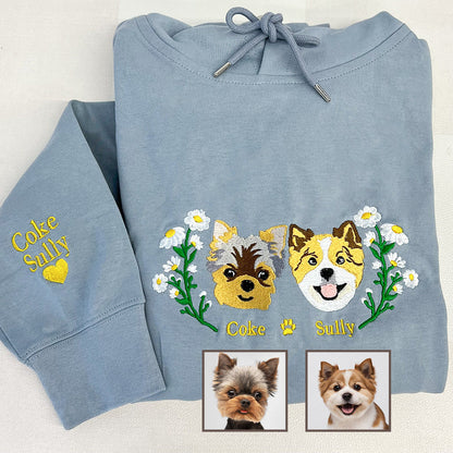 50%off⭐️Custom Embroidered Hoodie/Sweatshirt With Pet Portrait  Flower