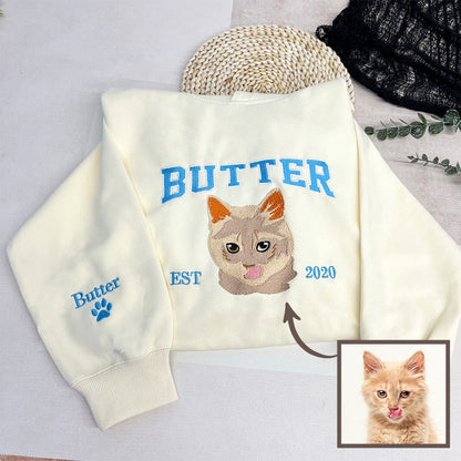 50%off⭐️Custom Embroidered Hoodie/Sweatshirt With Pet Portrait