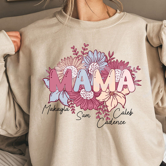 Custom Printing Flowers MAMA T-shirt / Crewneck / Hoodie