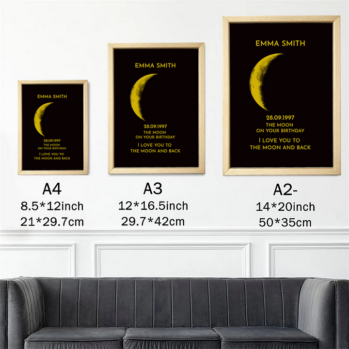 Custom Art Frame/ REAL MOON PHASE - For Mother's Day Gift