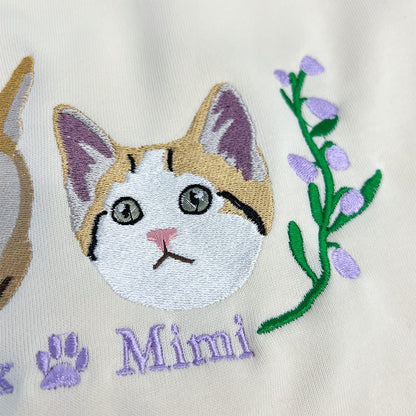 50%off⭐️Custom Embroidered Hoodie/Sweatshirt With Pet Portrait  Flower