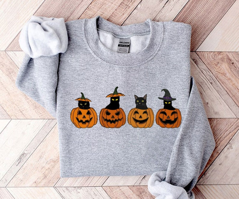 Halloween Ghost Cat Sweatshirt