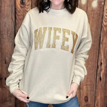 Embroidered Applique Glitter Mama Sweatshirt with Kids Names on Sleeve Gift for Mom Mother's Day Gifts