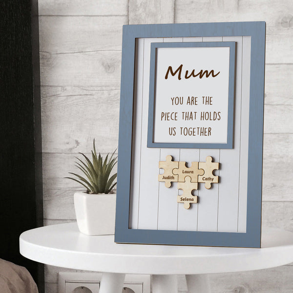 Handmade Personalized Wood Mom Puzzle Sign