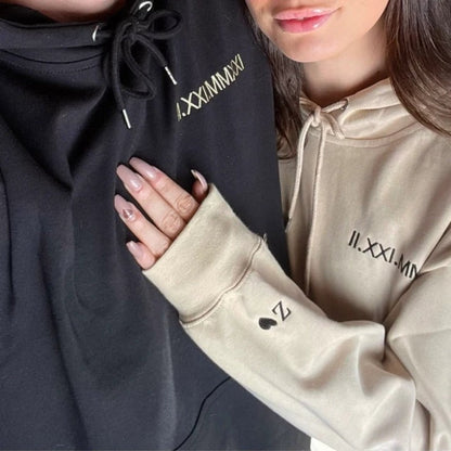 Custom Embroidered Roman Numeral Date Couple's T-shirt,Sweatshirt,Hoodie