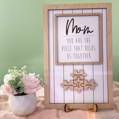 Handmade Personalized Wood Mom Puzzle Sign