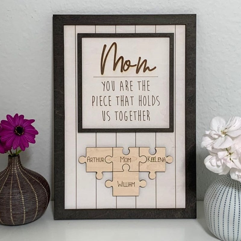 Handmade Personalized Wood Mom Puzzle Sign