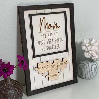 Handmade Personalized Wood Mom Puzzle Sign