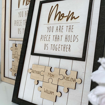 Handmade Personalized Wood Mom Puzzle Sign