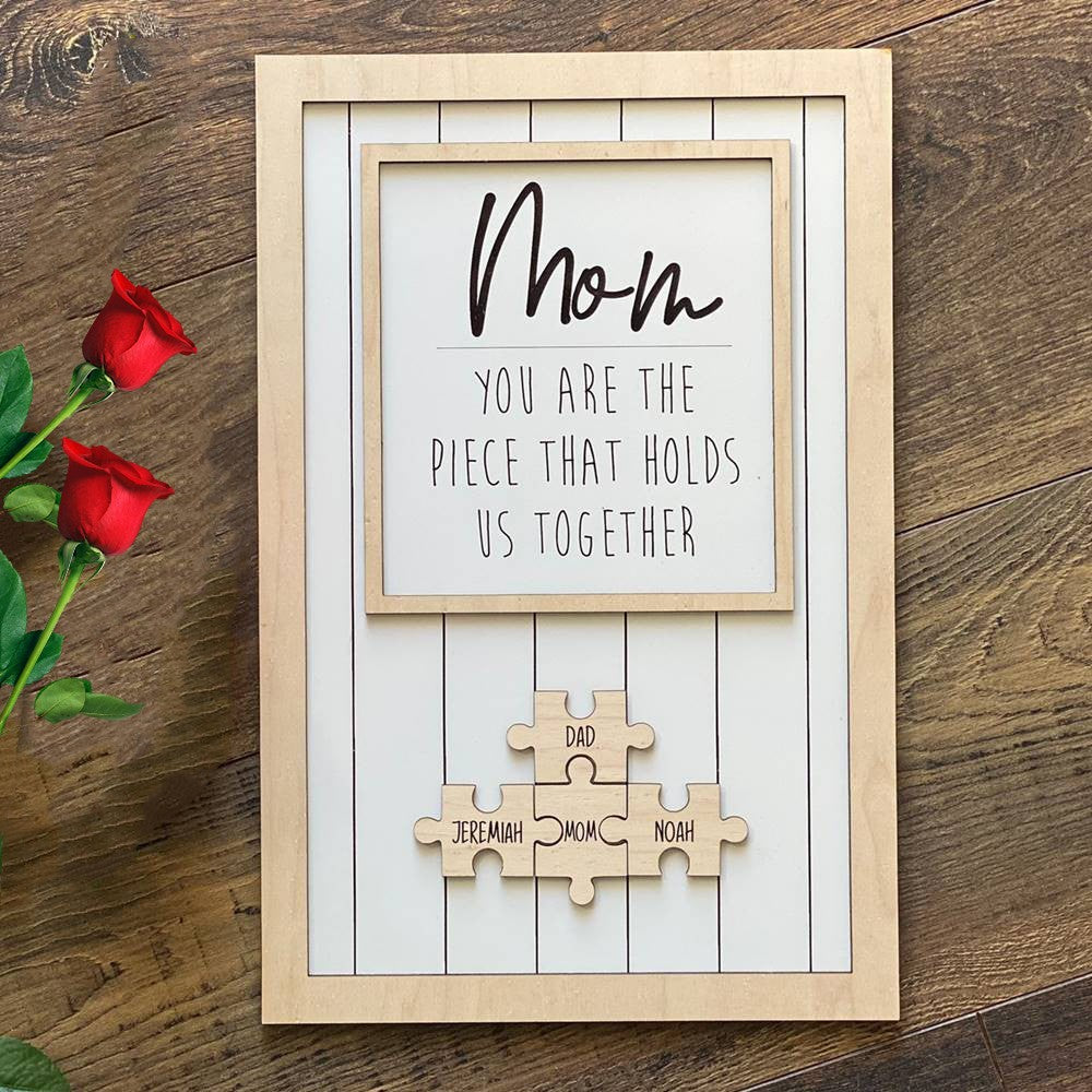 Handmade Personalized Wood Mom Puzzle Sign