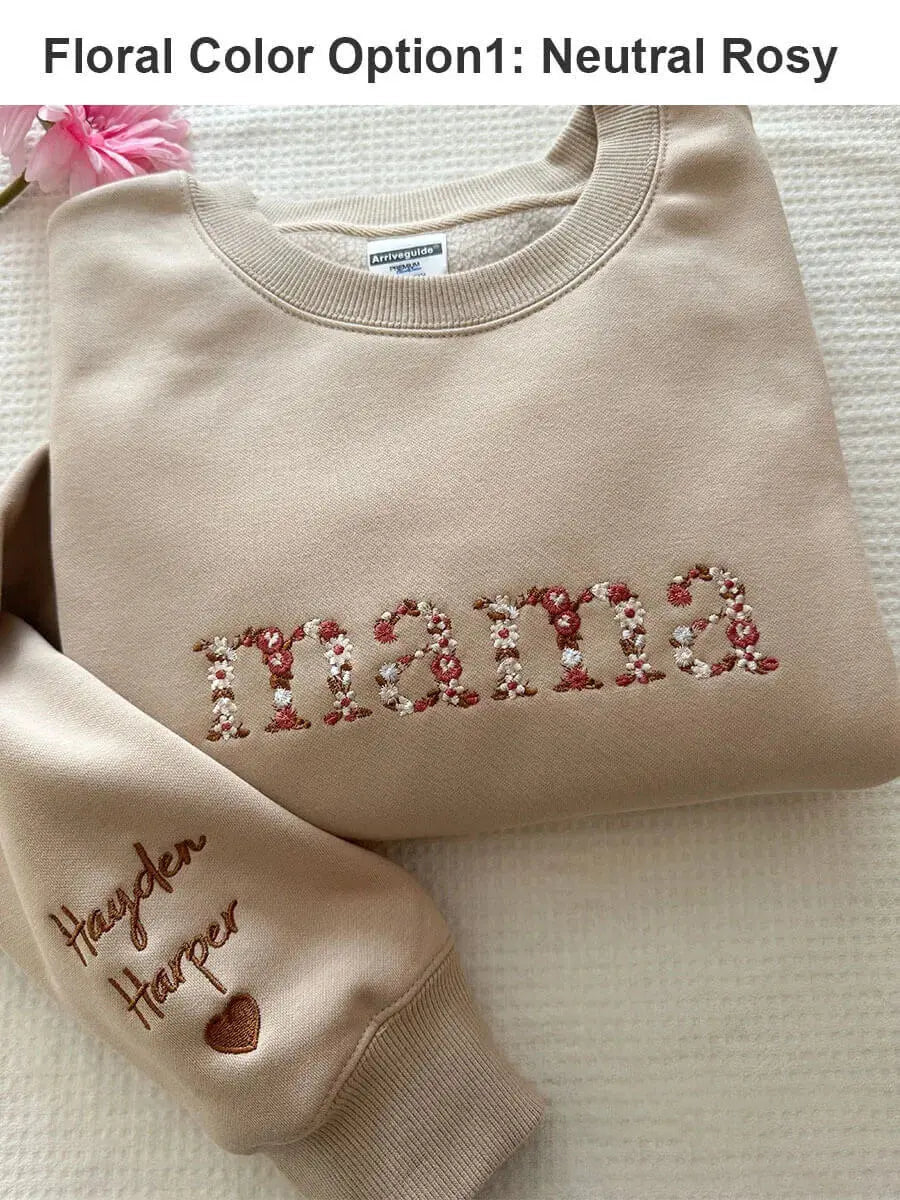 Custom Embroidered Floral letter MAMA Sweatshirt Best Gift for Mother