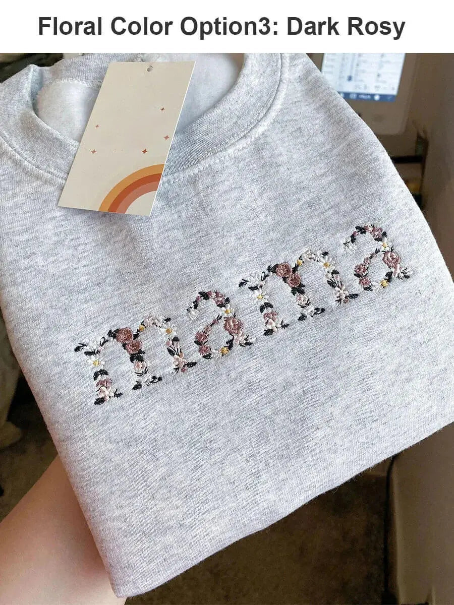 Custom Embroidered Floral letter MAMA Sweatshirt Best Gift for Mother