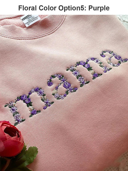 Custom Embroidered Floral letter MAMA Sweatshirt Best Gift for Mother