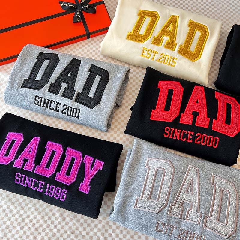 Custom Embroidered Sweatshirt with your child's name and heart on the sleeve as a Father's Day gift