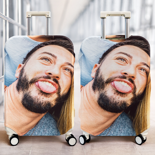 Custom Funny Photo For Friends Family Vacation Traveling - Personalized Photo Luggage Cover