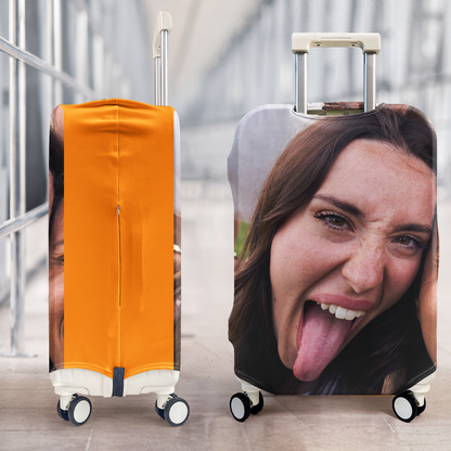 Custom Funny Photo For Friends Family Vacation Traveling - Personalized Photo Luggage Cover