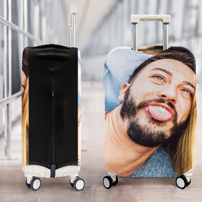 Custom Funny Photo For Friends Family Vacation Traveling - Personalized Photo Luggage Cover