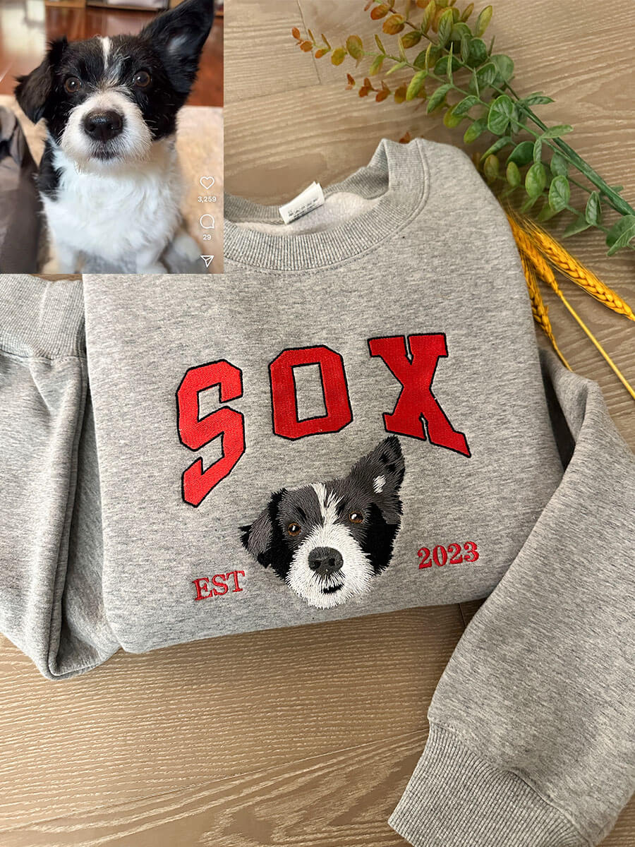 Personalized Pet Portrait Embroidered Sweatshirts