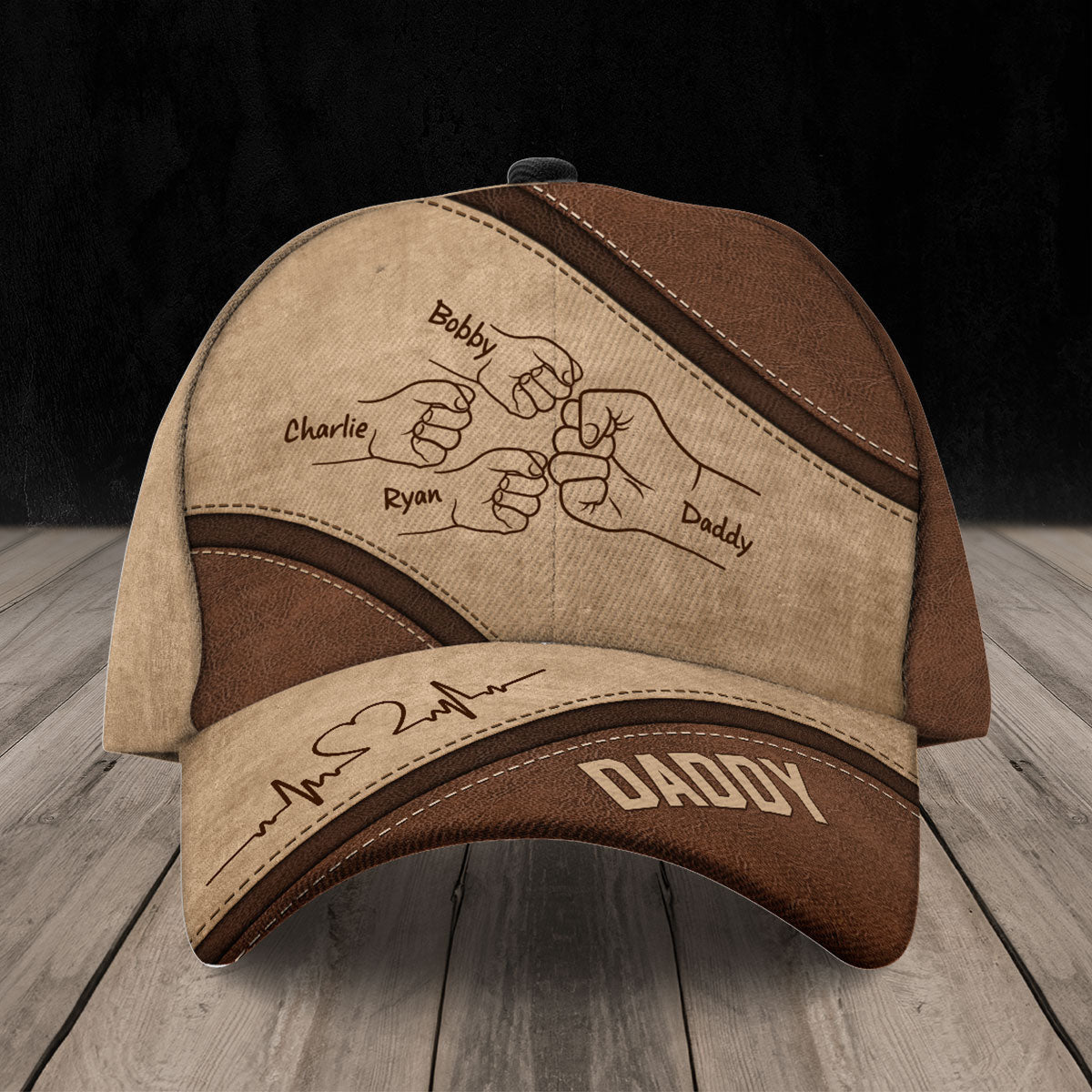 Daddy's Team Fist Bump Personalized Classic Cap, Father's Day Gift For Dad, For Grandpa, For Husband