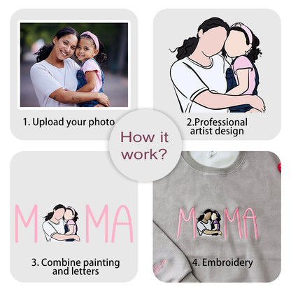 50% OFF⭐️Custom Mama Embroidered Sweatshirt With Your Photo