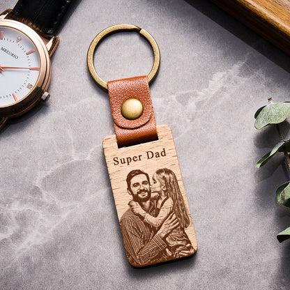 Personalized Custom Photo Wooden Keychain