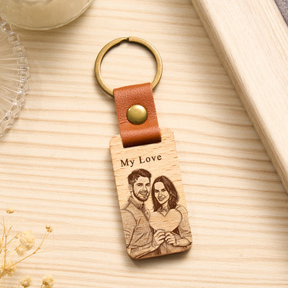 Personalized Custom Photo Wooden Keychain