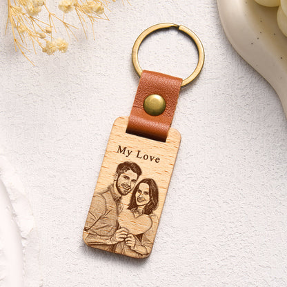 Personalized Custom Photo Wooden Keychain