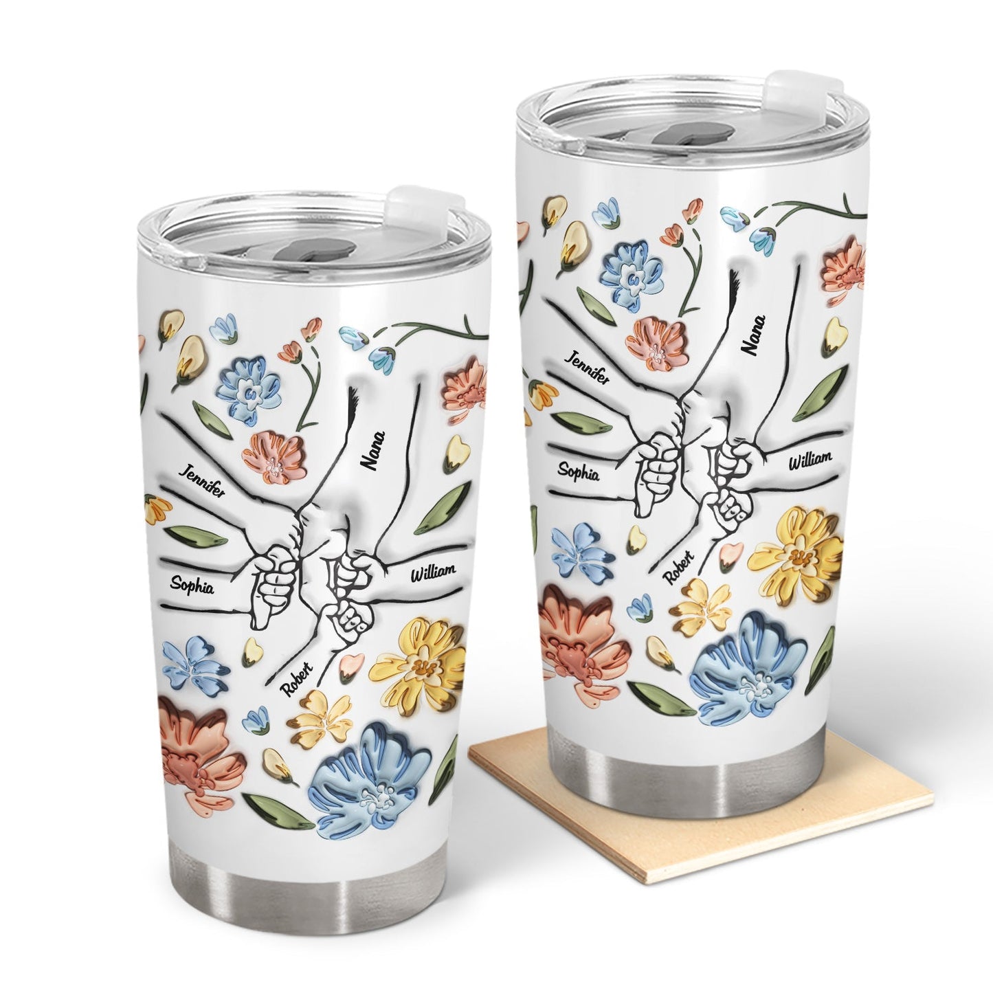 Hand In Hand, I Will Always Protect You - Gift For Mom, Grandma - 3D Inflated Effect Printed Cup, Personalized Tumbler With Straw