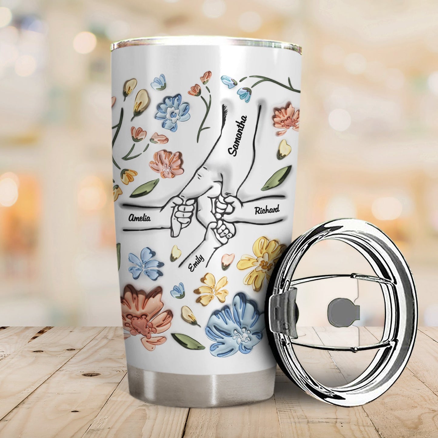 Hand In Hand, I Will Always Protect You - Gift For Mom, Grandma - 3D Inflated Effect Printed Cup, Personalized Tumbler With Straw