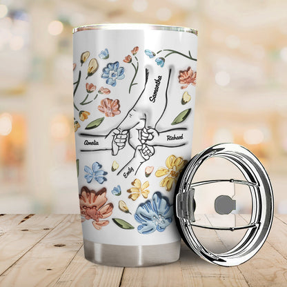 Hand In Hand, I Will Always Protect You - Gift For Mom, Grandma - 3D Inflated Effect Printed Cup, Personalized Tumbler With Straw