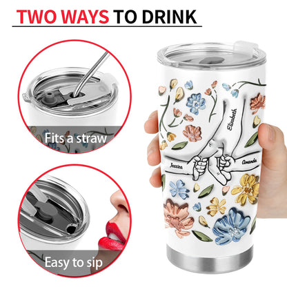 Hand In Hand, I Will Always Protect You - Gift For Mom, Grandma - 3D Inflated Effect Printed Cup, Personalized Tumbler With Straw